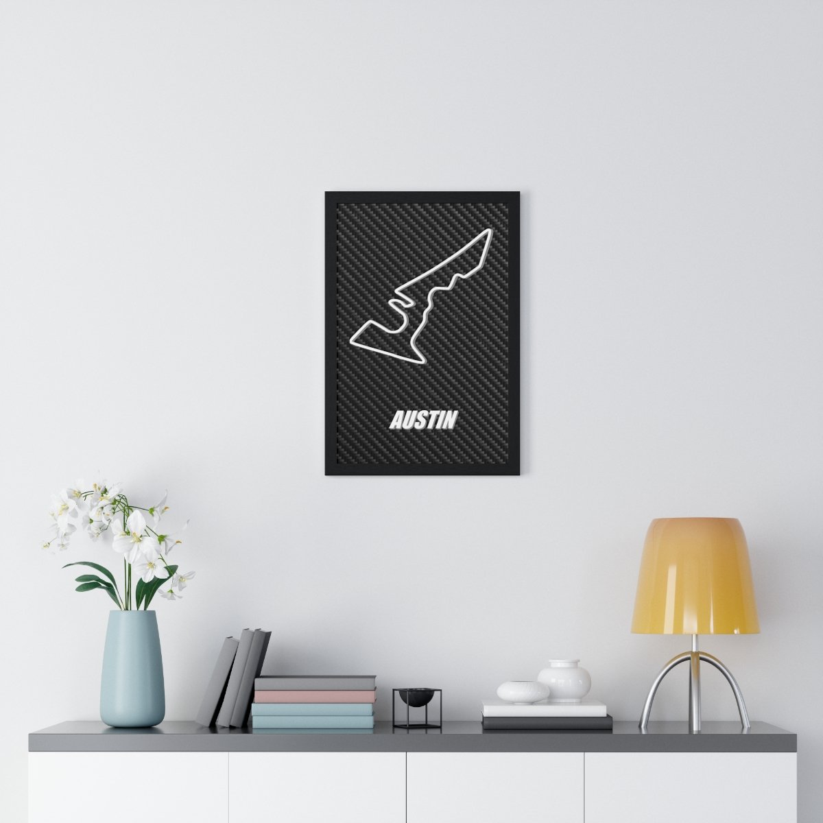 Circuit of The Americas Framed Poster - Austin Texas Race Track Framed Print - Carbon Fiber Style